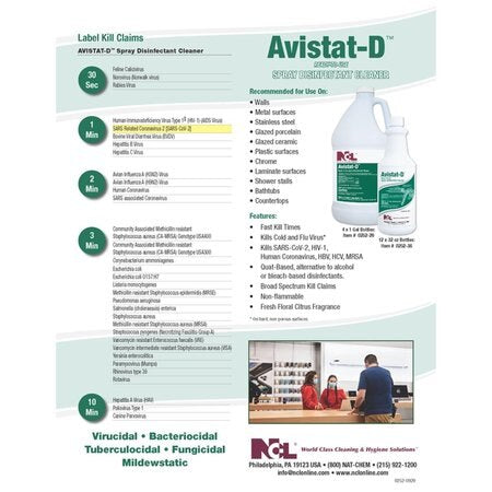 Ready To Use Spray Disinfectant Cleaner - Avistat-D™